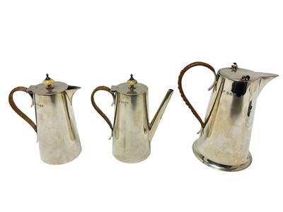 Lot 402 - Cafe au lait set and a silver coffee pot. (3)