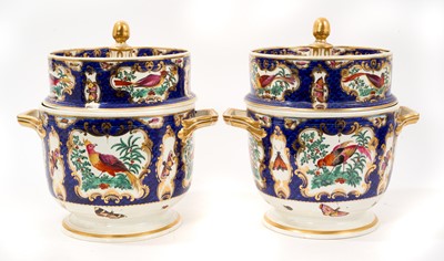 Lot 247 - Pair of Crown Derby ice pails and covers