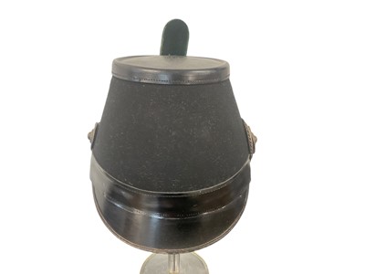 Lot 823 - Imperial German Garde Jäger Battalion Officers Shako with black felt and leather body, silvered and enamelled Garde star badge, gilt brass chin scales, silver bullion and green velvet cockade, o...