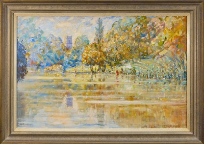 Lot 1078 - *Paula Nightingale (b.1937) oil on canvas - River Landscape, signed, 51cm x 76cm, framed