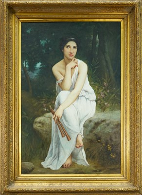 Lot 1418 - After Charles Lenoir (1860-1926) oil on canvas - The Flute Player, 92cm x 62cm, in gilt frame