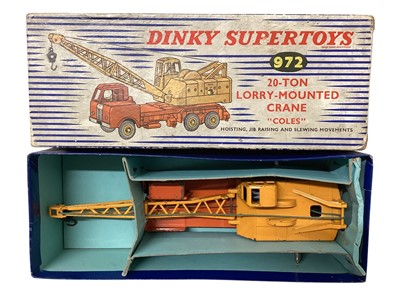 Lot 2015 - Dinky Supertoys diecast 20-Ton Lorry-Mounted Coles Crane, boxed No.972 & Elevator Loader, boxed No.964, plus Military models including 25-Pounder Field Gun Set No.697, boxed and other loose...