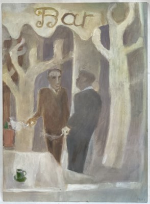 Lot 1135 - *Tessa Newcomb (b.1955) oil on board - A Bar, signed, titled and dated Jan. '17 verso, 27cm x 20cm, unframed