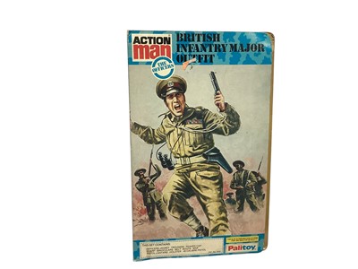 Lot 1716 - Palitoy (c1980's) Action Man British Infantry Major Outfit, in folder style No.34351 & SAS Underwater Attack , boxed (poor) (2)