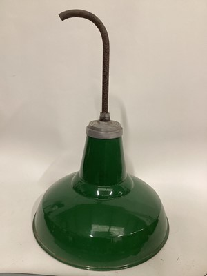 Lot 2648 - Large green Industrial lamp, 65cm including attachment, 45cm diameter, c. 35cm without attachment