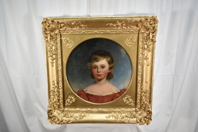 Lot 161 - English School, 19th century, oil on canvas - Portrait of a Boy, 46cm, tondo, in gilt frame