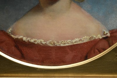 Lot 161 - English School, 19th century, oil on canvas - Portrait of a Boy, 46cm, tondo, in gilt frame