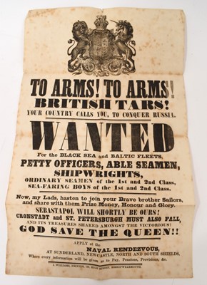 Lot 955 - Mid 19th century Royal British Navy recruitment poster