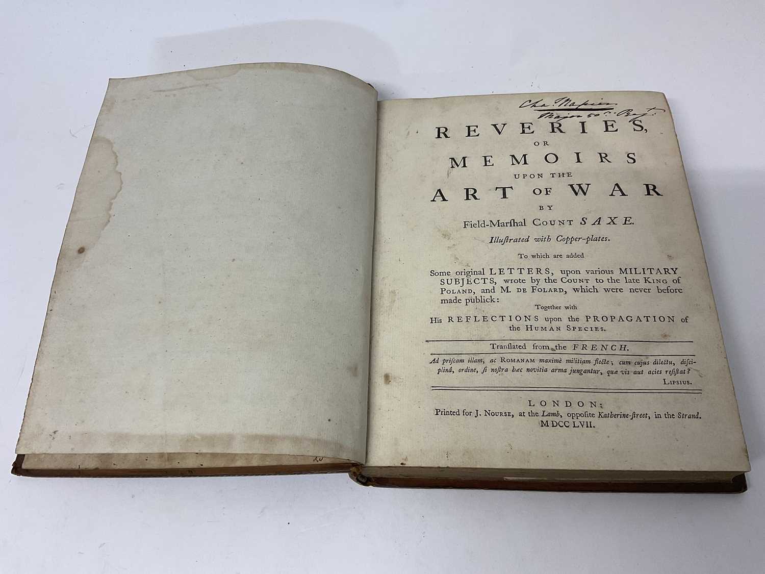 Lot 1661 - General Sir Charles James Napier, GCB (1782-1853) interest: Field Marshall Saxe - Reveries of War