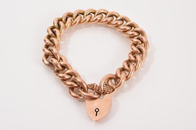 Lot 629 - Edwardian 9ct rose gold curb link bracelet with padlock clasp