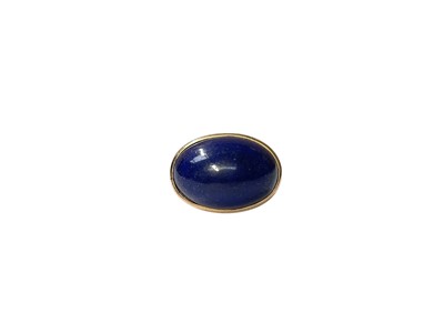 Lot 36 - 9ct gold mounted lapis lazuli oval cabochon cocktail ring