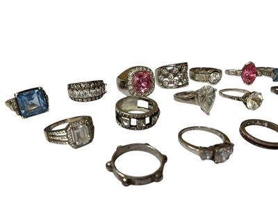Lot 41 - Group of 16 silver and white metal gem set dress rings
