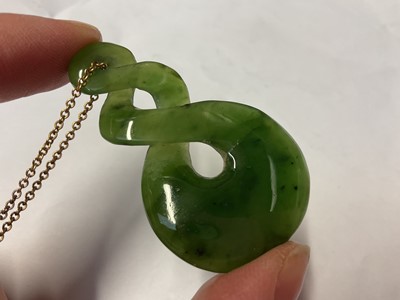 Lot 42 - Nephrite jade carved pendant on a 9ct gold chain