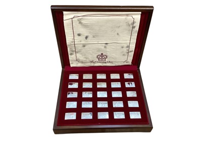 Lot 543 - G.B. - Mixed silver medallions to include Elizabeth II Crowns in glory set of 25 silver hallmarked plaques (N.B. Total estimated sterling weight 640gms), The Coronation issue silver gilt stamp c...