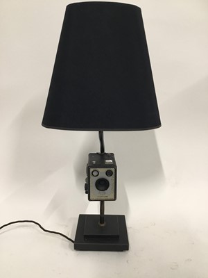 Lot 2642 - Vintage Camera (Brownie) lamp with oval cone shade, 63cm high with shade, on 15cm square base