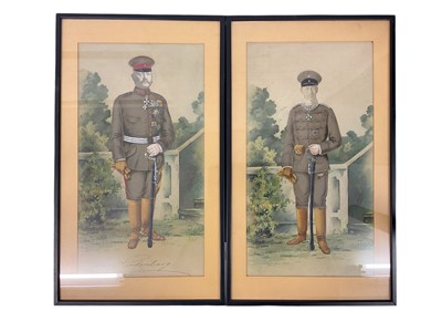 Lot 870 - Pair Imperial German First World War military portraits of The German Crown Prince and Field Marshall Von Hindenburg both in uniform wearing orders and decorations, in glazed frames 49 x 28.5cm...