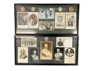 Lot 871 - Collection of Early 20th century portrait photographs and postcards depicting Kaiser Wilhelm II and family mounted in two glazed frames 25.5 x 56cm (2)