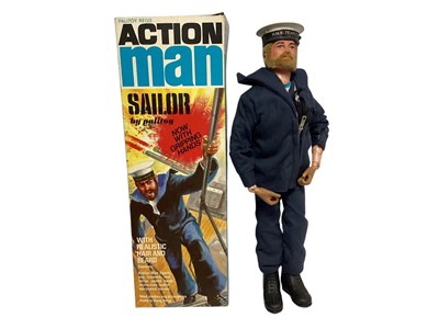 Lot 1694 - Palitoy (c1973-1975) Action Man 12" action figure Sailor, with flock hair & beard, gripping hands & HMS Fearless uniform, in original box No.34054 (1)