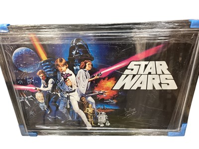 Lot 1731 - Dave Prowse (Darth Vader) Stars Wars movie poster, signed 2/2/2016, with Allstars Certificate of Authenticity, framed 95cm x 66cm