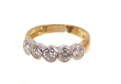 Lot 663 - Diamond five stone ring with five brilliant cut diamonds estimated to weigh approximately 1.25cts in total