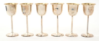 Lot 313 - Set of six silver liqueur goblets in fitted box
