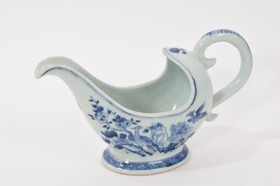 Lot 146 - 18th century Chinese blue and white porcelain sauceboat