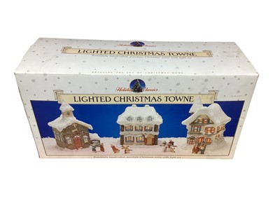 Lot 2757 - Christmas ornament- Holiday Classics Lighted Towne in original box. N.B. Please note wiring is to American specs. and would require modification to be UK compatible.