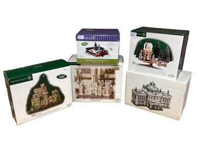 Lot 2760 - Group of Department 56 Dickens' Village Christmas ornaments comprising Victoria & Albert Museum, Victoria Station, The Old Royal Observatory, Victorian Christmas Scene and Windsor Castle in...