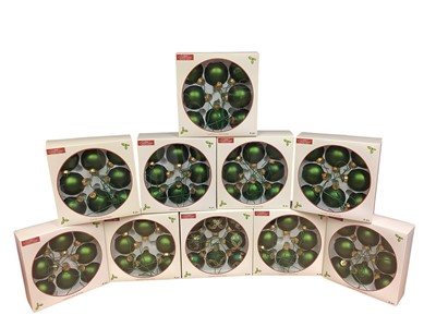 Lot 2766 - Ten boxes containing sets of American glass Christmas Tree baubles by Sparkling Creations.