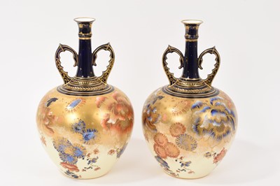 Lot 67 - Pair of late Victorian Royal Crown Derby vases