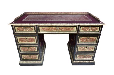 Lot 1440 - 19th century ebonised, scarlet tortoiseshell and boullework desk