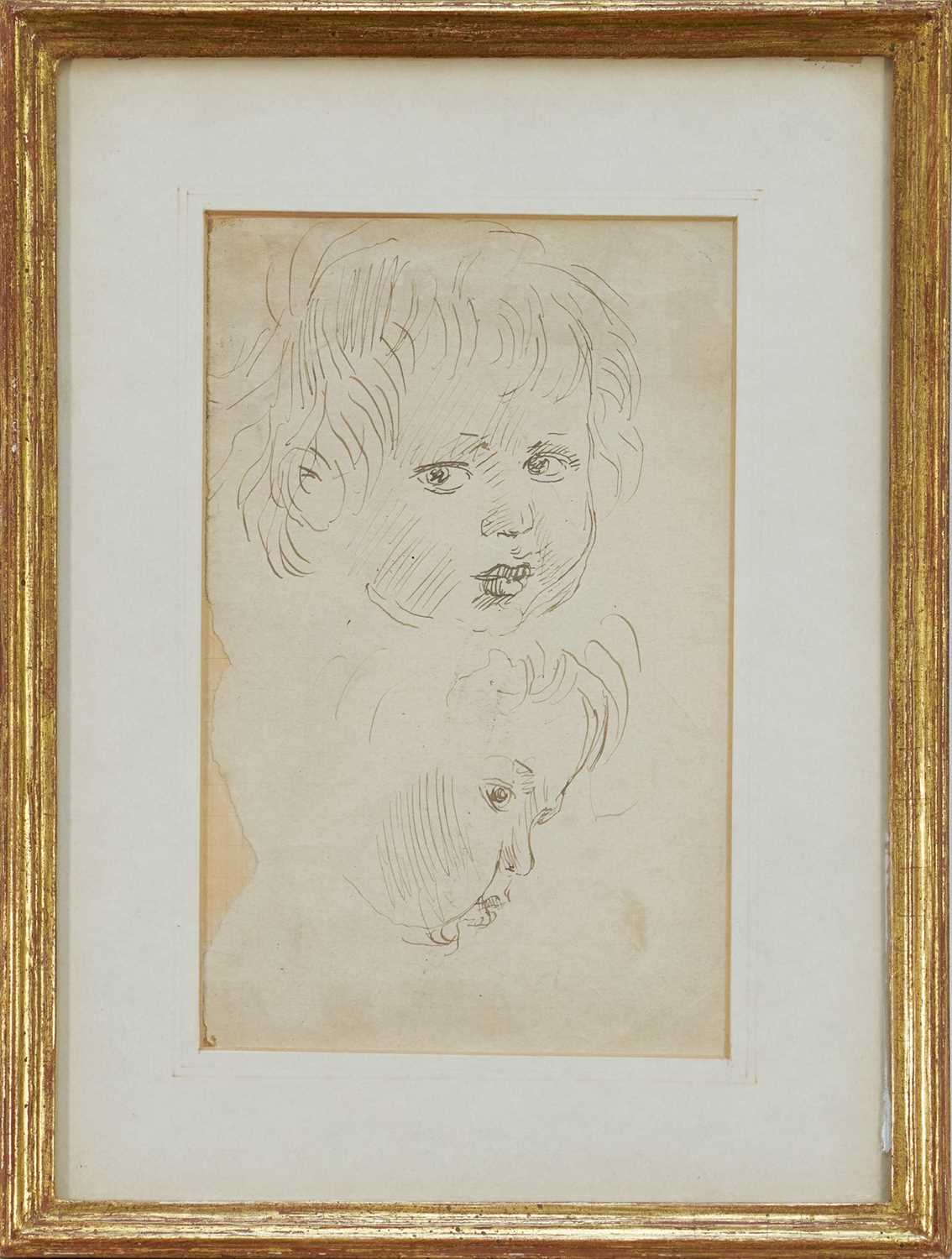 Lot 141 - *Augustus John (1878-1961) pen and ink sketches of a Child's head, in glazed gilt frame Provenance: purchased by the Viscountess Blakenham from Admiral Sir Caspar John, circa 1968