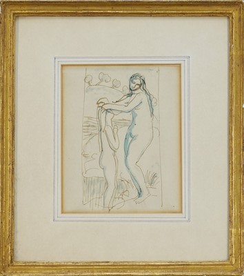 Lot 1361 - *Augustus John (1878-1961) watercolour, pen and ink sketch of a Woman and Child, in glazed gilt frame Provenance: purchased by the Viscountess Blakenham from Admiral Sir Caspar John, cir...