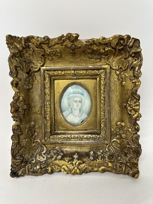 Lot 149 - Zéphirin Belliard (1798-1861) oval portrait miniature on ivory - Madame de Montesson, signed, inscribed verso 'Marquise De Montesson, Z. Belliard', 8.5cm x 6cm, in gilt frame