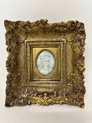 Lot 149 - Zéphirin Belliard (1798-1861) oval portrait miniature on ivory - Madame de Montesson, signed, inscribed verso 'Marquise De Montesson, Z. Belliard', 8.5cm x 6cm, in gilt frame