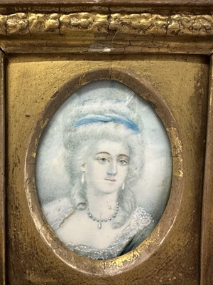 Lot 149 - Zéphirin Belliard (1798-1861) oval portrait miniature on ivory - Madame de Montesson, signed, inscribed verso 'Marquise De Montesson, Z. Belliard', 8.5cm x 6cm, in gilt frame