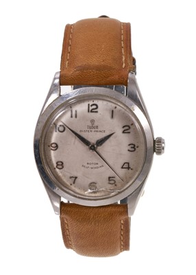 Lot 706 - 1960s Tudor Oyster Prince stainless steel wristwatch on tan leather strap