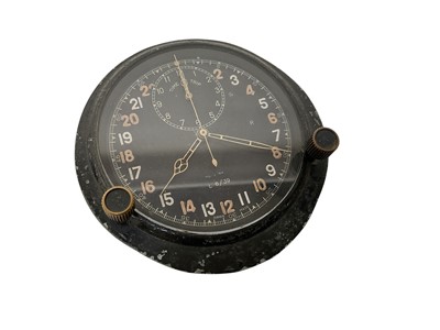 Lot 719 - Second World War aircraft timepiece / stop clock with black 24 hour dial and luminous painted Arabic numerals, marked MK III