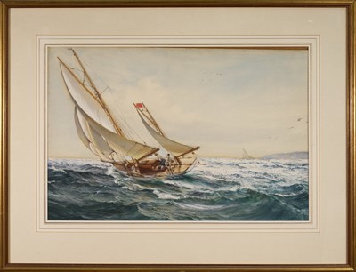 Lot 1270 - *Montague Dawson (1895-1973) watercolour and gouache - 'Rolling Home', signed, 50cm x 74cm, in glazed frame.