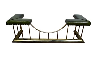 Lot 1565 - Brass and leather club fender