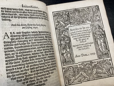 Lot 1750 - Elizabeth I - Injunctions given by the Queenes Majestie. Anno Dom. 1559. The first yeere of the Raigne of our Soveraign Lady Queen Elizabeth, bound...