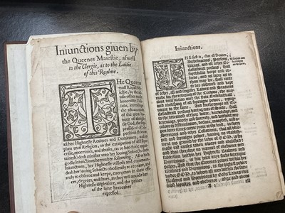 Lot 1750 - Elizabeth I - Injunctions given by the Queenes Majestie. Anno Dom. 1559. The first yeere of the Raigne of our Soveraign Lady Queen Elizabeth, bound...