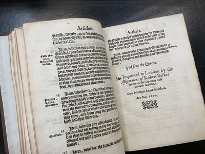 Lot 1750 - Elizabeth I - Injunctions given by the Queenes Majestie. Anno Dom. 1559. The first yeere of the Raigne of our Soveraign Lady Queen Elizabeth, bound...