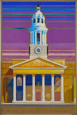 Lot 1138 - Henry Collins (1910-1994) & Joyce Collins nee Pallot (1912-2004) mixed media on canvas board - St. Marylebone Parish Church