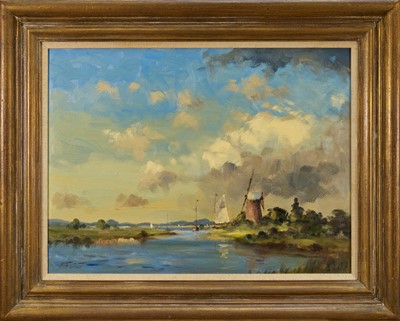 Lot 1164 - Miles Fairhurst (b. 1954), oil on board - 'Summer Clouds', signed, further signed and titled verso, 46cm x 61cm, in gilt frame
