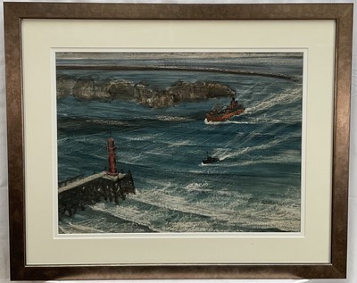 Lot 1271 - Thomas William Ward (1918-2000), East Anglian School watercolour, 'The Last Steamer', signed, 43cm x 58cm, in glazed fame.