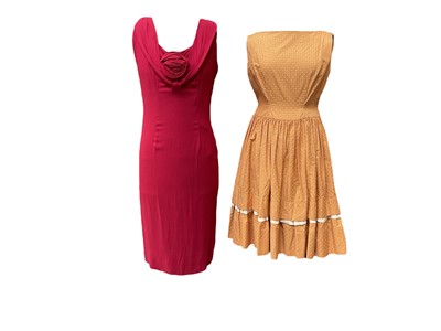 Lot 2067 - 1950's dresses - three evening dresses and three day dresses plus some vintage lingerie.