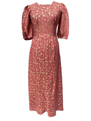 Lot 2068 - 1960's clothing including French patchwork mini dress, silk trousers, lurex maxi, gold lurex bolero, 1980's Laura Ashley blue cotton dress Made in Great Britain and other items.