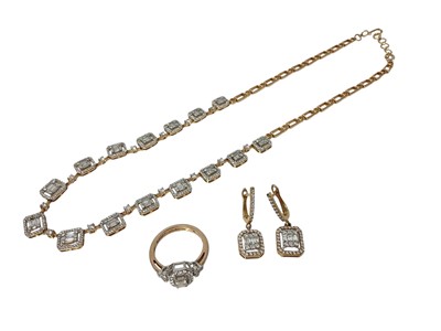 Lot 700 - 18ct rose gold diamond suite of jewellery