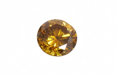 Lot 703 - Unmounted 'Autumn' coloured round brilliant cut diamond weighing 0.26cts, with paperwork